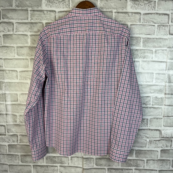 UNTUCKit Dolcetto Slim Fit Pink & Navy Plaid WF Button Up Shirt Mens LARGE - Picture 4 of 8